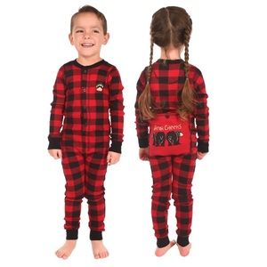 Lazy One Buffalo Check Flapjack Pajamas Size 2T
